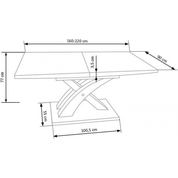 Bonita-ruokapyt 160-220 cm - Valkoinen/harmaa