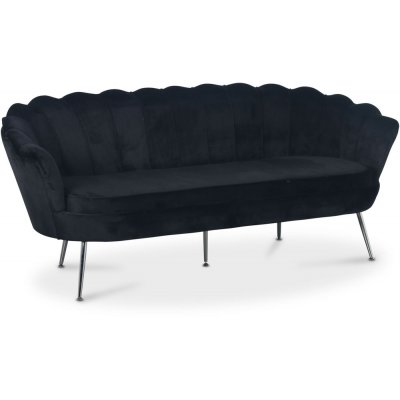 Kingsley 3-istuttava sohva samettia - musta / kromi + Huonekalujen jalat