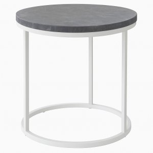 Pyöreä Accent-lamppupöytä h. 50 cm - valkoinen marmori / valkoinen jalusta Pyöreä Accent-lamppupöytä h. 50 cm - valkoinen marmori / valkoinen jalusta