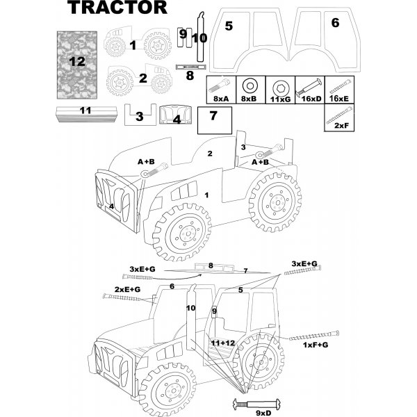 Traktori lastensänky - Valitse väri! Traktori lastensänky - Valitse väri!