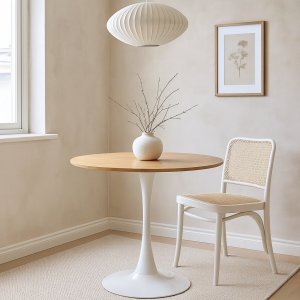 Ruokapöytä tammi/valkoinen Ø80 cm - Sumner Ruokapöytä tammi/valkoinen Ø80 cm - Sumner