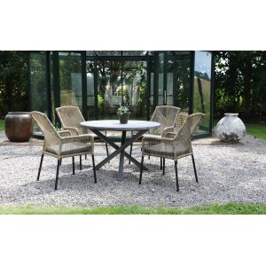Scottsdale ulkoruokailuryhmä pöydän ympärillä 4 Ystad-runkoisella tuolilla - beige/harmaa Scottsdale ulkoruokailuryhmä pöydän ympärillä 4 Ystad-runkoisella tuolilla - beige/harmaa