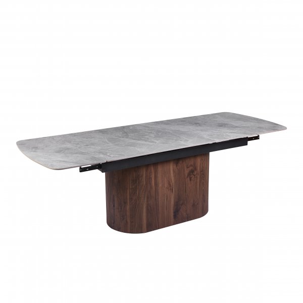 Salvador ruokapöytä 160-240 cm harmaalla keraamisella kivellä / Pähkinäpuu Salvador ruokapöytä 160-240 cm harmaalla keraamisella kivellä / Pähkinäpuu