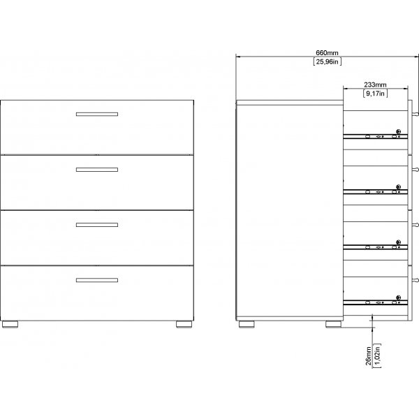 Pepe lipasto 4 laatikolla - Valkoinen Pepe lipasto 4 laatikolla - Valkoinen