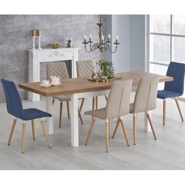 Marit ruokapöytä, jatkettava 140-220 cm - Valkoinen / tammi Marit ruokapöytä, jatkettava 140-220 cm - Valkoinen / tammi