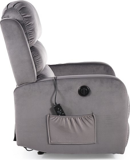 Pegaz lepotuoli hierontatoiminnolla - Harmaa sametti Pegaz lepotuoli hierontatoiminnolla - Harmaa sametti