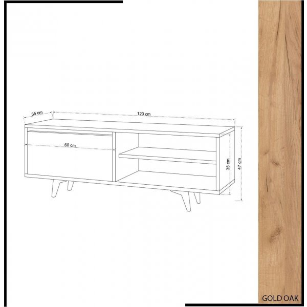 Maku mediapenkki - tammi/valkoinen Maku mediapenkki - tammi/valkoinen