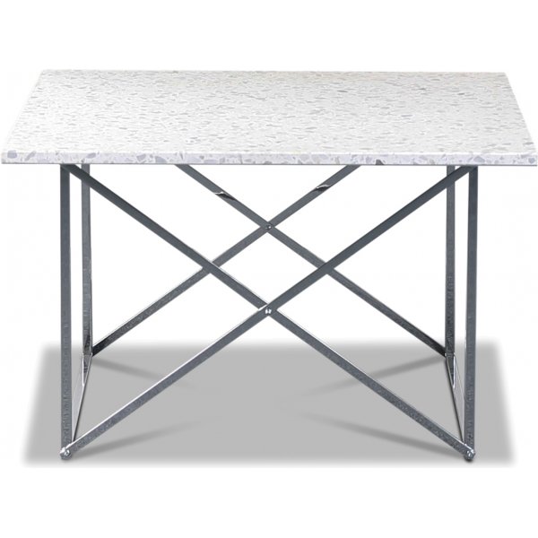 Terrazzo-sohvapyt 75x75 cm - Bianco Terrazzo & Kromattu Cross-runko