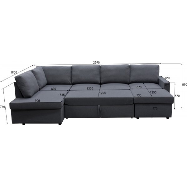 Tärnö-U-sohva vuodesohva - Vasen + Huonekalujen tekstiilien puhdistus Tärnö-U-sohva vuodesohva - Vasen + Huonekalujen tekstiilien puhdistus