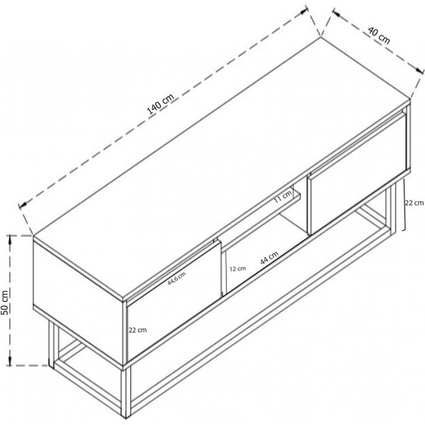 Belinda mediapenkki 140 cm - Musta/mänty Belinda mediapenkki 140 cm - Musta/mänty