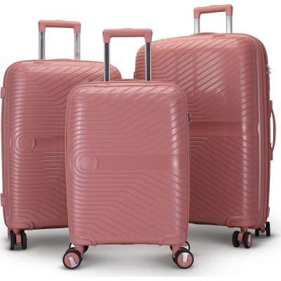 Oslon pinkki matkalaukku koodilukkosarjalla, jossa on 3 ksilaukkua