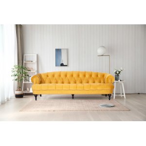Kolmen istuttava Oxford deluxe chesterfield - Leijonankeltainen (sametti) Kolmen istuttava Oxford deluxe chesterfield - Leijonankeltainen (sametti)