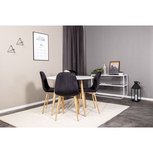 Lara tuoli - Tammijäljitelmä / Musta sametti Lara tuoli - Tammijäljitelmä / Musta sametti