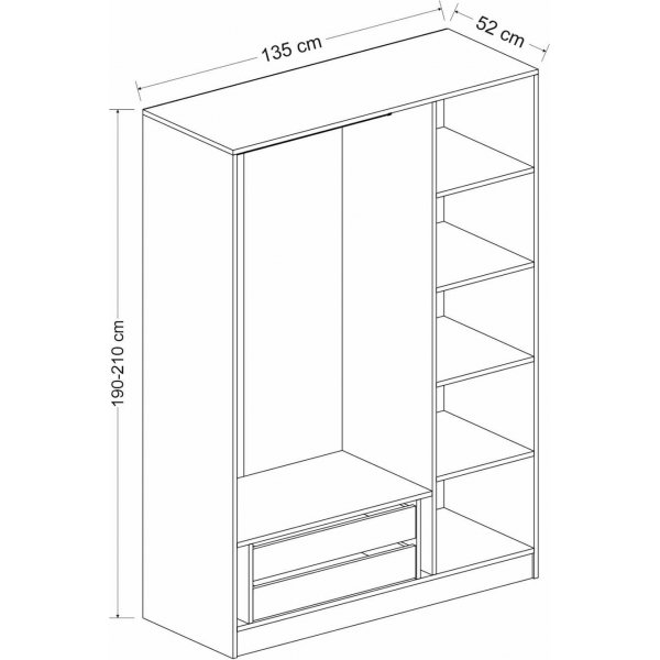 Rizada vaatekaappi 135 cm - Valkoinen/musta Rizada vaatekaappi 135 cm - Valkoinen/musta