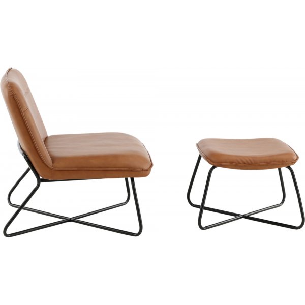 Laxa nojatuoli rahialla - Ruskea/musta + Huonekalujen tekstiilien puhdistus