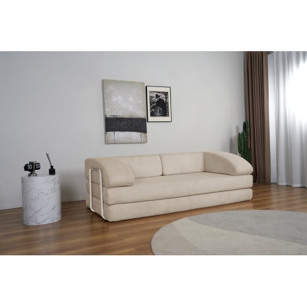 Lincoln 3-istuttava vuodesohva beige vakosametti