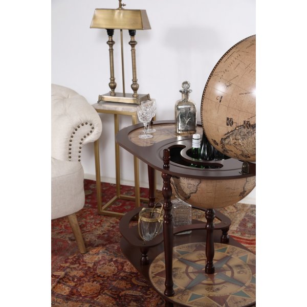 Da Vinci -tarjoiluvaunu karttapallo/baari 81 cm - mahonki / vaalea