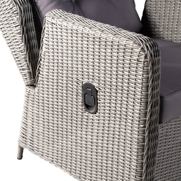 Kalifornian ulkokalusteet, jossa on lepotuoli, nojatuolit ja pöytä - Harmaa synteettinen rottinki Kalifornian ulkokalusteet, jossa on lepotuoli, nojatuolit ja pöytä - Harmaa synteettinen rottinki