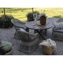 Outdoor ryhm Marbella: Scottsdale pyre ruskea ruokapyt 112 cm sislten 4 Marbella-nojatuolia harmaasta keinorottinkista