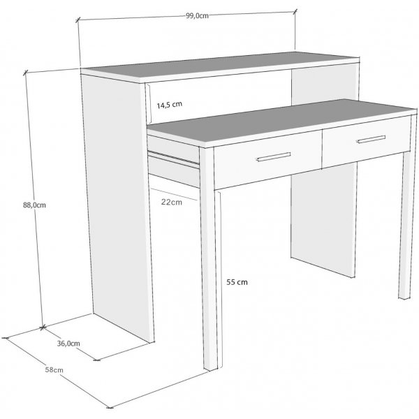 Typyt Maida, jatkettava, valkoinen - 99 cm