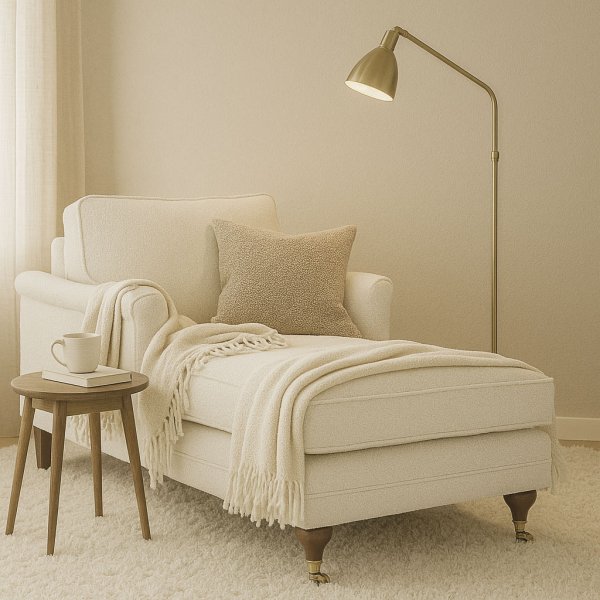 Divaani nojatuoli valkoinen boucl - Howard