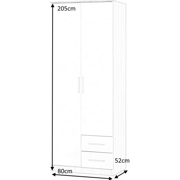Abdel 2 vaatekaappi - Valkoinen / sonoma-tammi Abdel 2 vaatekaappi - Valkoinen / sonoma-tammi