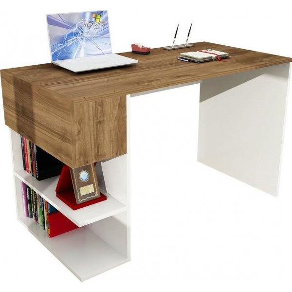 Alphonzo kirjoituspöytä 121,8x60 cm - Valkoinen/pähkinä Alphonzo kirjoituspöytä 121,8x60 cm - Valkoinen/pähkinä