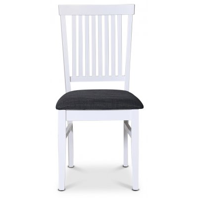 Fr valkoinen tuoli, jossa resori ja harmaa kangasistuin + Huonekalujen hoitosarja tekstiileille