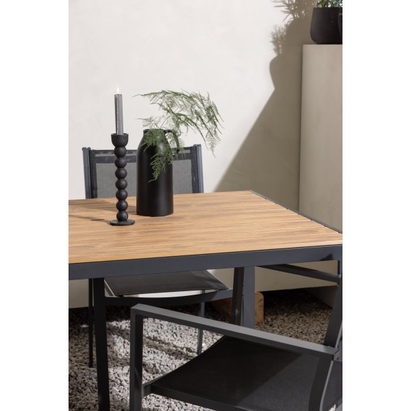 Hanian ruokaryhm�; 6 tuolia ja p�yt� 205 x 90 cm - Musta/luonnonv�rinen