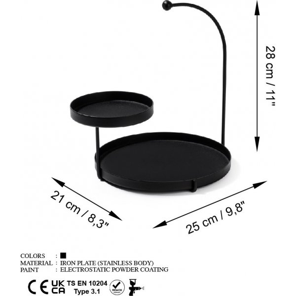 Knidos koristelautanen - musta