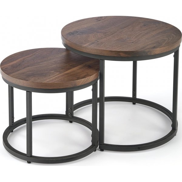 Pöytäsarja pähkinäpuu/musta Ø43/53 cm - Tore Pöytäsarja pähkinäpuu/musta Ø43/53 cm - Tore