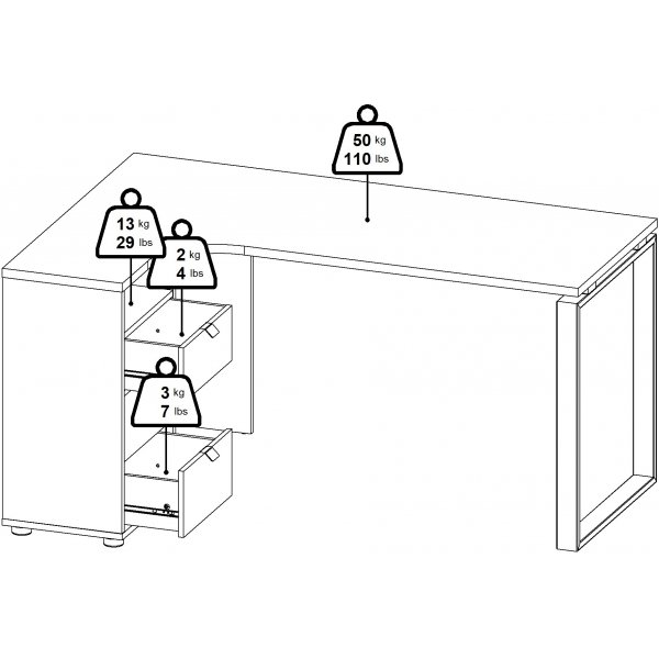Kylttikulmapöytä - valkoinen/hikkori Kylttikulmapöytä - valkoinen/hikkori