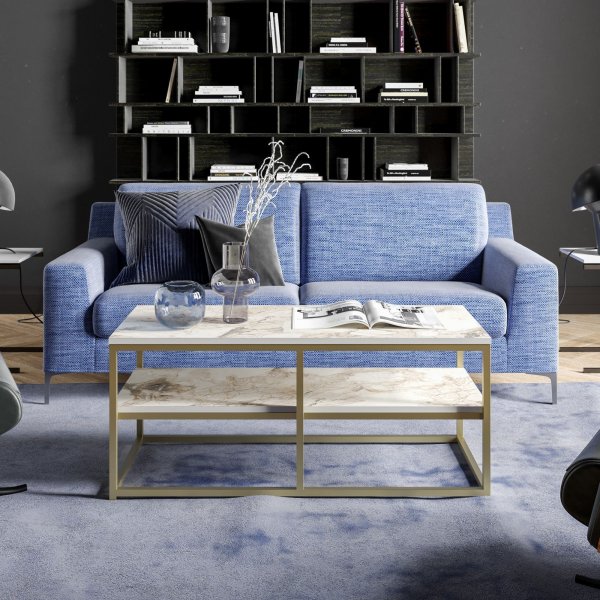 Fortuna sohvapöytä 110,4 x 52 cm - Kulta/valkoinen Fortuna sohvapöytä 110,4 x 52 cm - Kulta/valkoinen