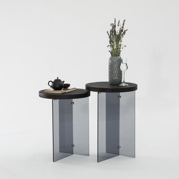Serenity-sivupöytäsetti Ø35/35 cm - Antrasiitin/tummanharmaa Serenity-sivupöytäsetti Ø35/35 cm - Antrasiitin/tummanharmaa