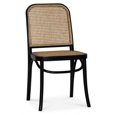 Svyinen musta tuoli rottinkiselknojalla ja istuimella + Huonekalujen hoitosarja tekstiileille