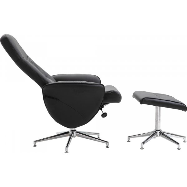 Julius lepotuoli, jossa rahi - musta PU Julius lepotuoli, jossa rahi - musta PU