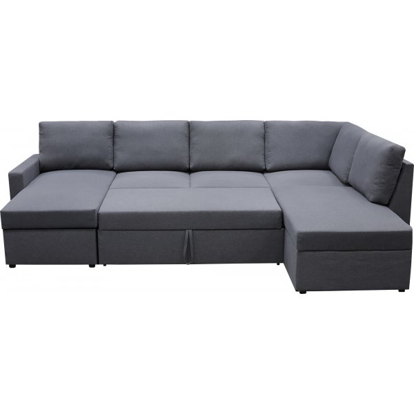 Dream vuodesohva säilytystilalla (U-sohva) vasemmanpuoleinen - Tummanharmaa (kangas) + Huonekalujen tekstiilien puhdistus Dream vuodesohva säilytystilalla (U-sohva) vasemmanpuoleinen - Tummanharmaa (kangas) + Huonekalujen tekstiilien puhdistus