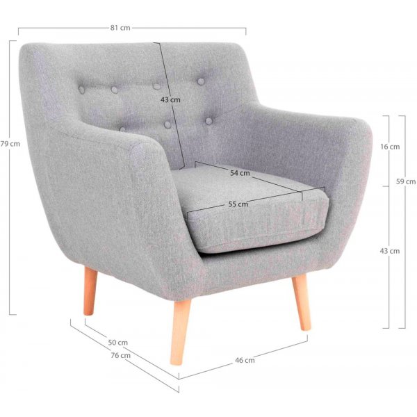 Monte-nojatuoli - vaaleanharmaa/pyökki Monte-nojatuoli - vaaleanharmaa/pyökki