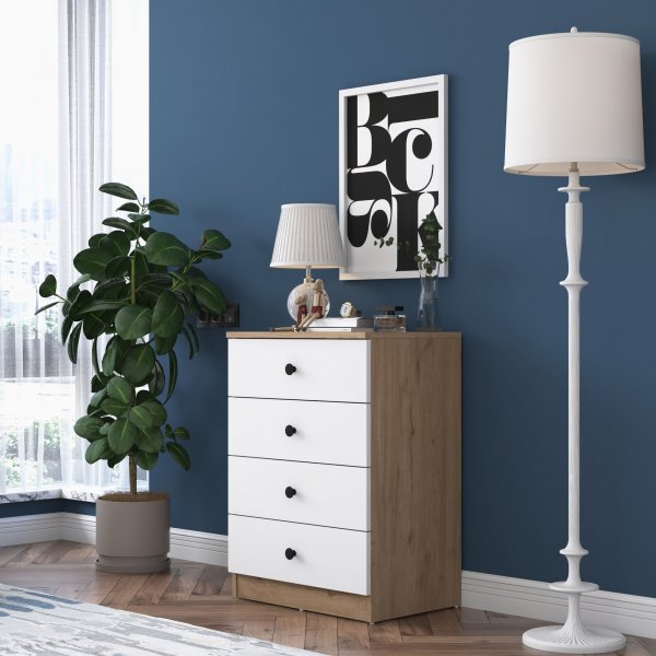 Muodikas lipasto L: 60 cm - Pähkinä/valkoinen Muodikas lipasto L: 60 cm - Pähkinä/valkoinen