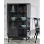 Cliff-vitriinikaappi, pelti (highboard) - Musta / Kirkas lasi