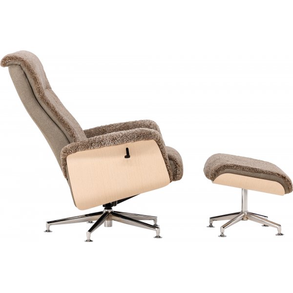 Lampaannahkainen nojatuoli rahilla - Ruskea / tammi - Ulla Lampaannahkainen nojatuoli rahilla - Ruskea / tammi - Ulla