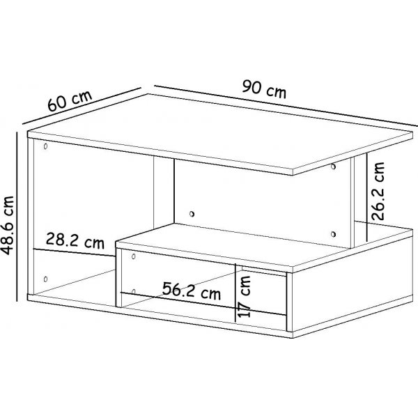 Vera sohvapöytä 90 x 60 cm - Valkoinen/tammi Vera sohvapöytä 90 x 60 cm - Valkoinen/tammi