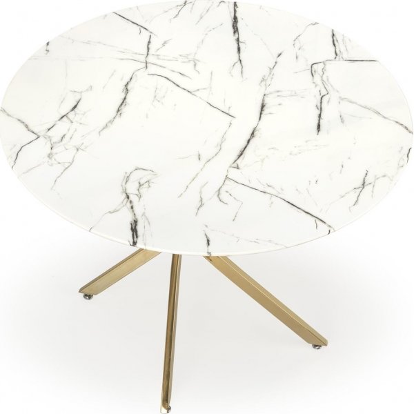 Raymond ruokapöytä Ø100 cm - Valkoinen marmori/kulta Raymond ruokapöytä Ø100 cm - Valkoinen marmori/kulta