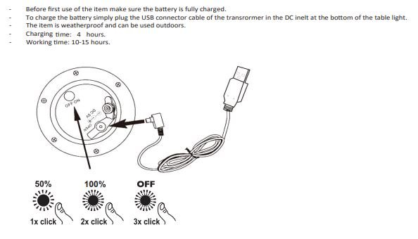 Cliff p�yt�valaisin - Musta/valkoinen