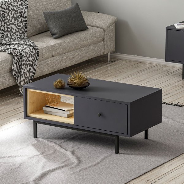 Luonnollinen sohvap�yt� 90 x 45 cm - Antrasiitti