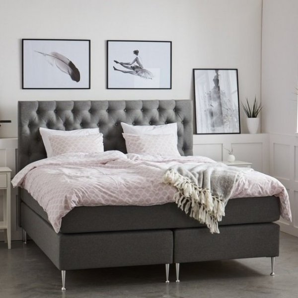 Dream täydellinen sänkypaketti sängynpäädyn kanssa ja 7-vyöhykkeisellä kontinental-sängyllä - harmaa Dream täydellinen sänkypaketti sängynpäädyn kanssa ja 7-vyöhykkeisellä kontinental-sängyllä - harmaa