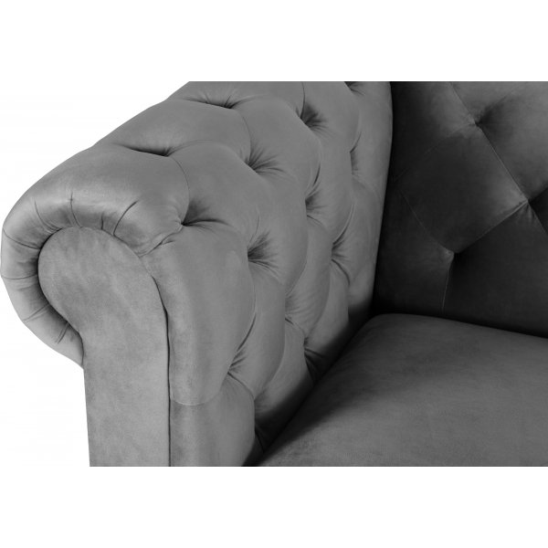 Kolmen istuttava sohva Chesterfield Royal - Harmaa sametti + Huonekalujen tekstiilien puhdistus Kolmen istuttava sohva Chesterfield Royal - Harmaa sametti + Huonekalujen tekstiilien puhdistus