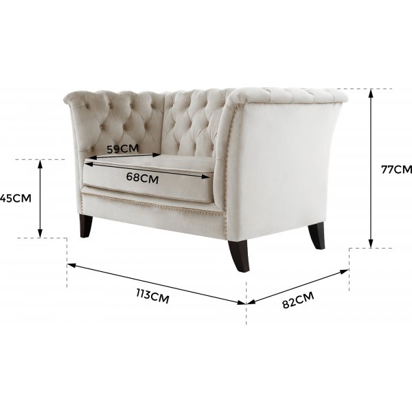 Nojatuoli chesterfield beige sametti - Milton