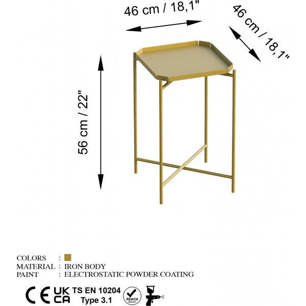 Vela sohvapöytä 46 x 46 cm - Kulta Vela sohvapöytä 46 x 46 cm - Kulta