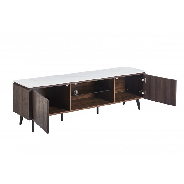 Salvador TV-taso säilytystilalla 160 cm pitkä - Marmori / tummanruskea Salvador TV-taso säilytystilalla 160 cm pitkä - Marmori / tummanruskea